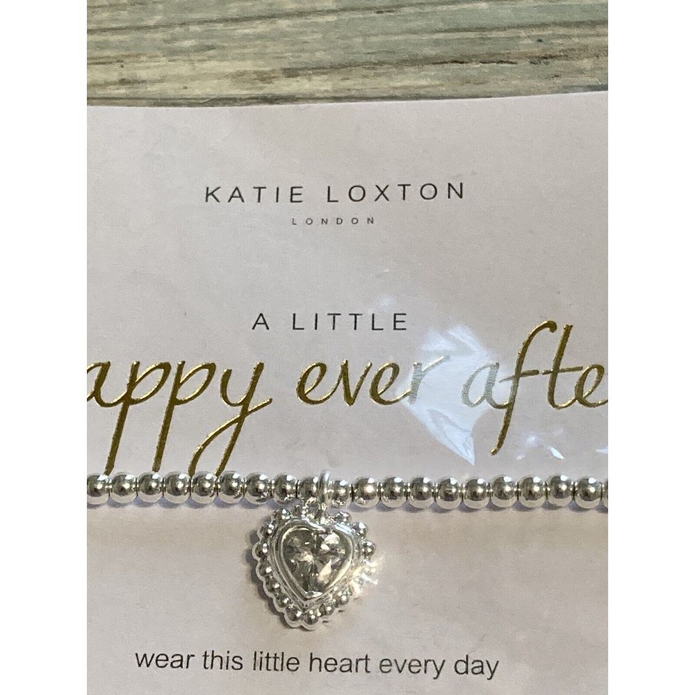 Katie Loxton Happy Ever After Bride Bracelet Stretch Silver Tone NWT Heart - Picture 4 of 6
